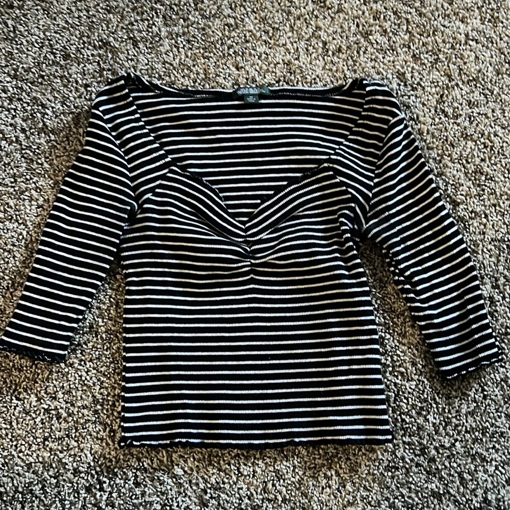 Wild Fable size XS black & white striped top